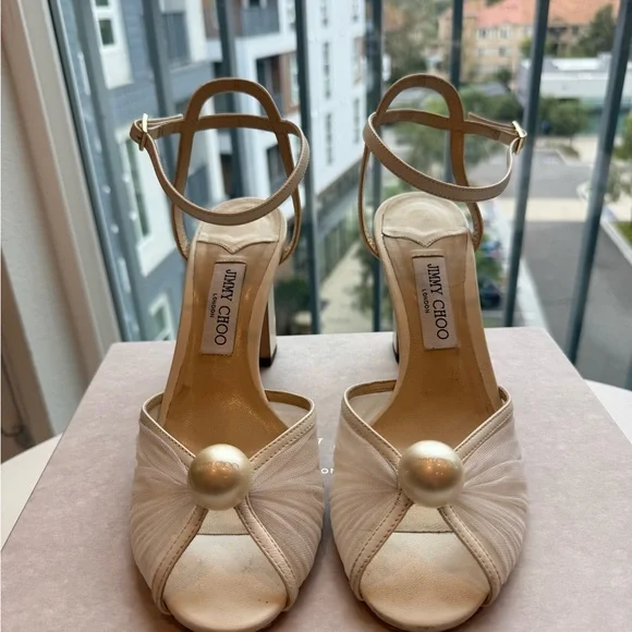 Jimmy Choo Sacaria 85mm Tulle Sandals Size 41 - Picture 3 of 7